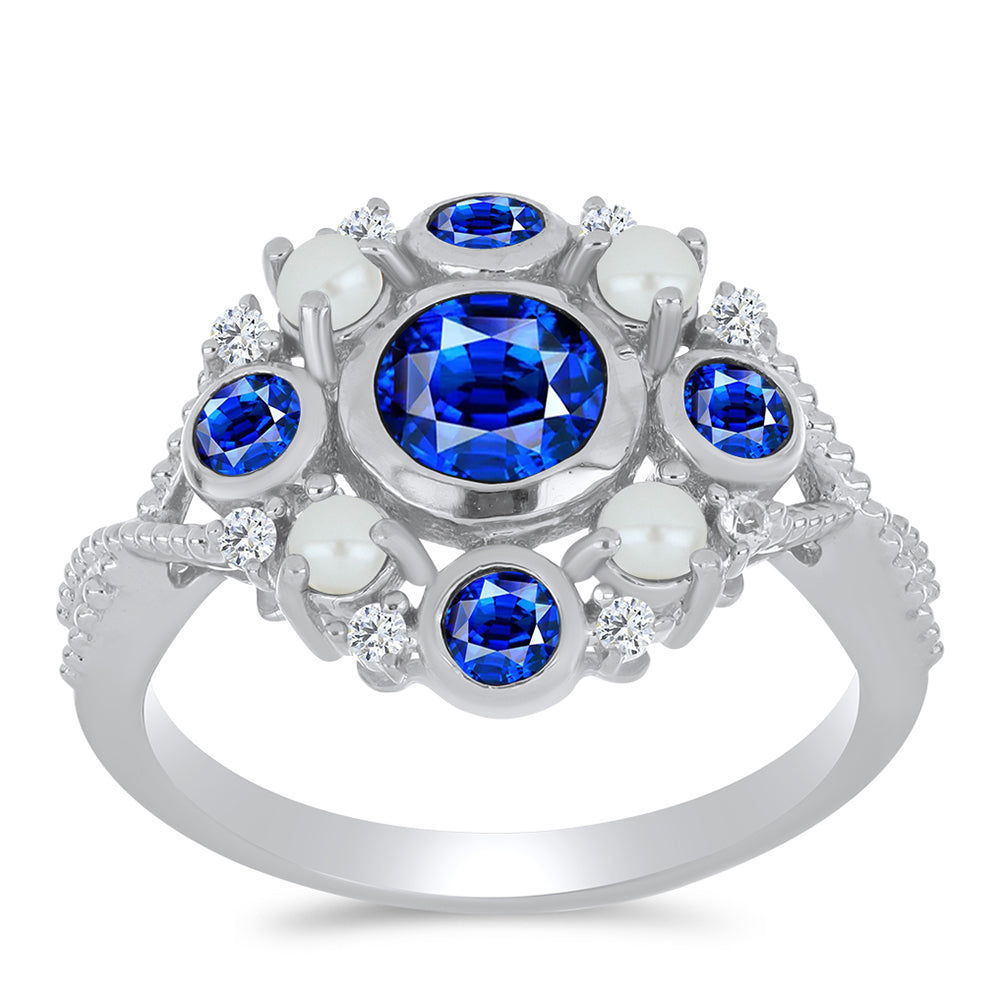 Anillo de Plata con Zafiro Azul Australiano y Perla de Agua Dulce