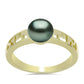 Anillo de Plata Bañada en Oro con Perla de río Tahiti verde ilusión