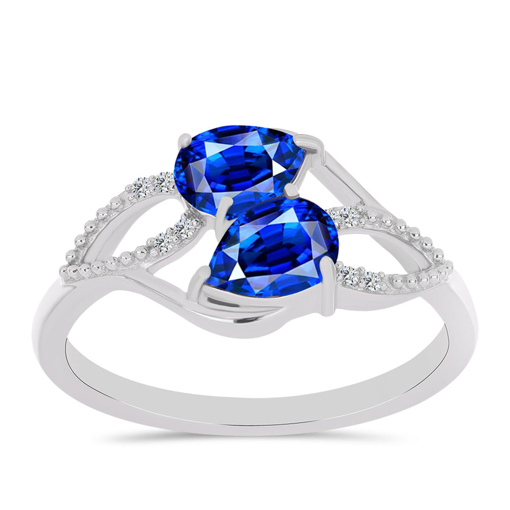 Anillo de Plata con Zafiro Azul Australiano y Topacio Blanco 3 