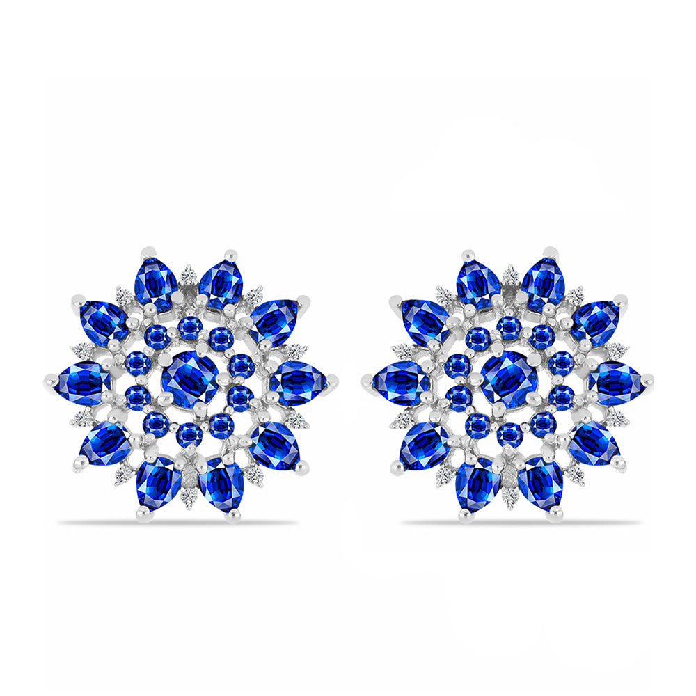 Pendientes de Plata con Zafiro Azul Australiano y Topacio Blanco 1 