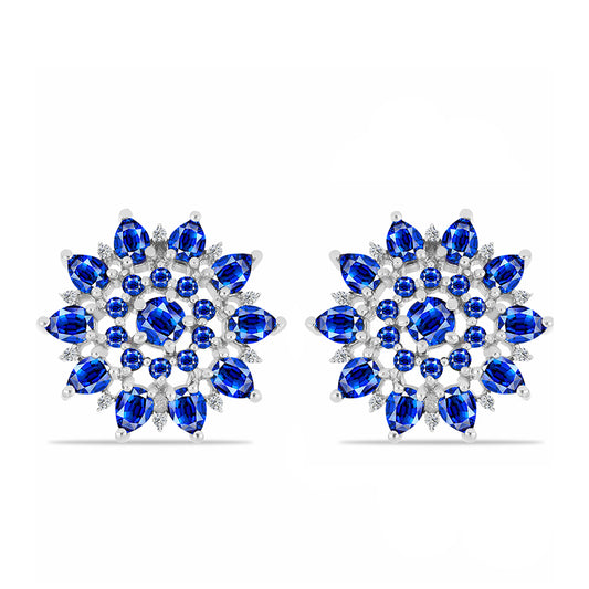 Pendientes de Plata con Zafiro Azul Australiano y Topacio Blanco