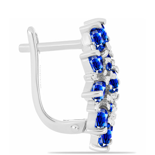 Pendientes de Plata con Zafiro Azul Australiano y Topacio Blanco