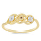 Anillo de Plata Bañada en Oro con Diamante Cognac y Topacio Blanco