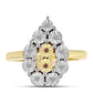 Anillo de Plata Bañada en Oro con Diamante Cognac y Topacio Blanco