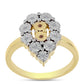 Anillo de Plata Bañada en Oro con Diamante Cognac y Topacio Blanco