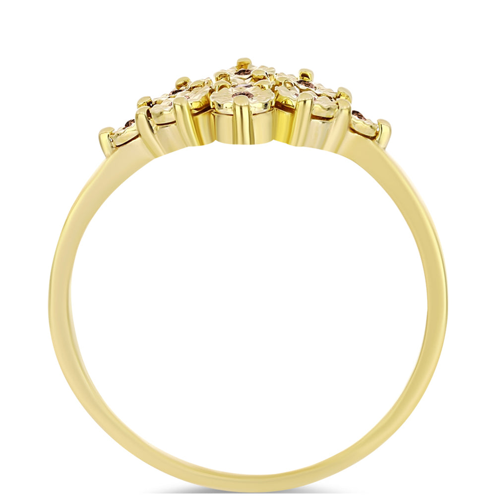 Anillo de Plata Bañada en Oro con Diamante Cognac 2 