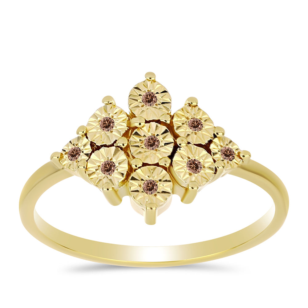 Anillo de Plata Bañada en Oro con Diamante Cognac
