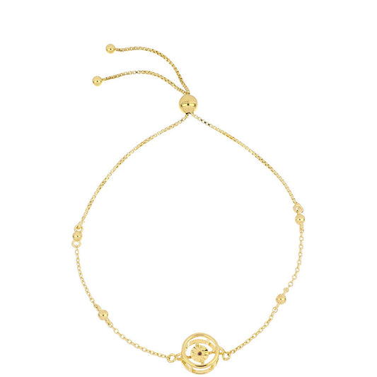 Pulsera de Plata Bañada en Oro con Diamante Cognac