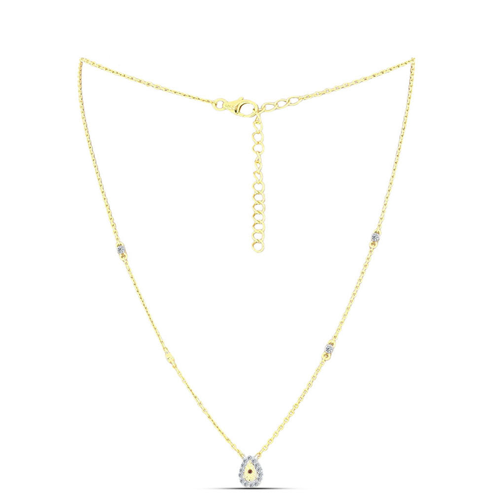 Collar de Plata Bañada en Oro con Diamante Cognac y Topacio Blanco 1 