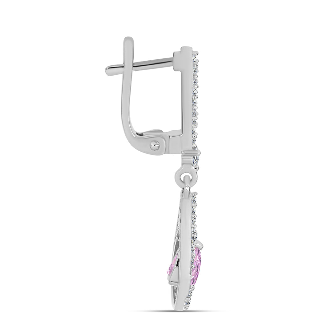 Pendientes de Plata con Kunzita de Pala y Topacio Blanco 2 