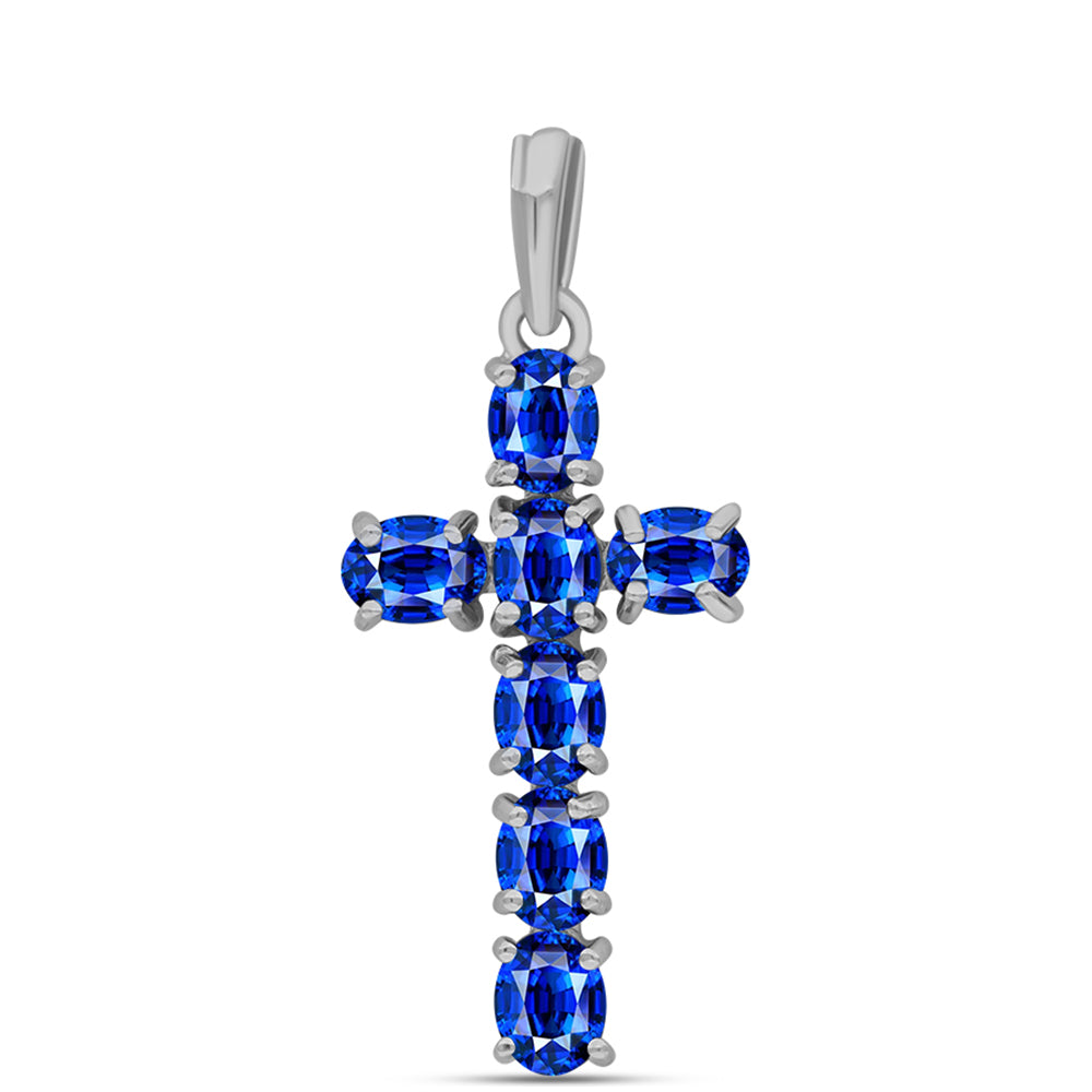 Cruz Colgante de Plata con Zafiro Azul Australiano 1 