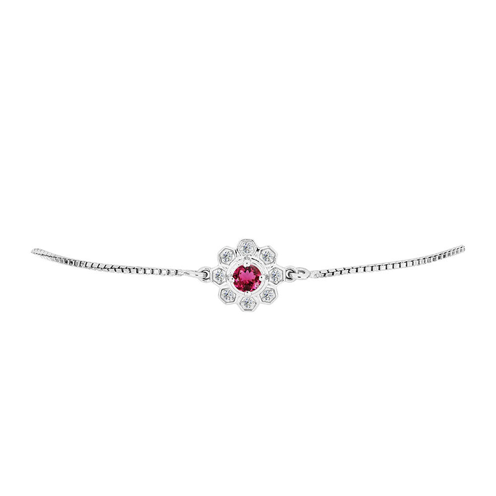 Pulsera de Plata con Rubelita de Cruzeiro y Topacio Blanco 2 