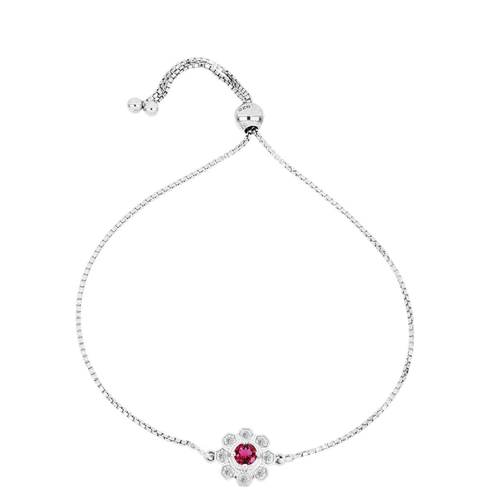 Pulsera de Plata con Rubelita de Cruzeiro y Topacio Blanco 1 