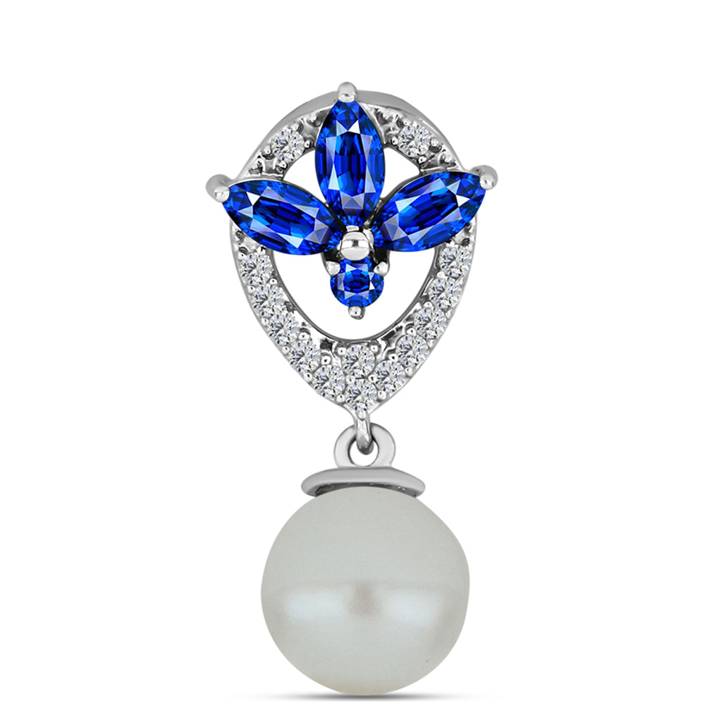 Colgante de Plata con Zafiro Azul Australiano y Perla de Agua Dulce 1 