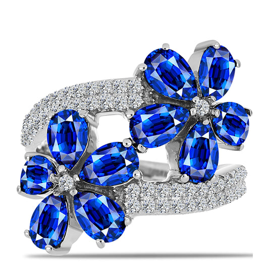 Anillo de Plata con Zafiro Azul Australiano y Topacio Blanco