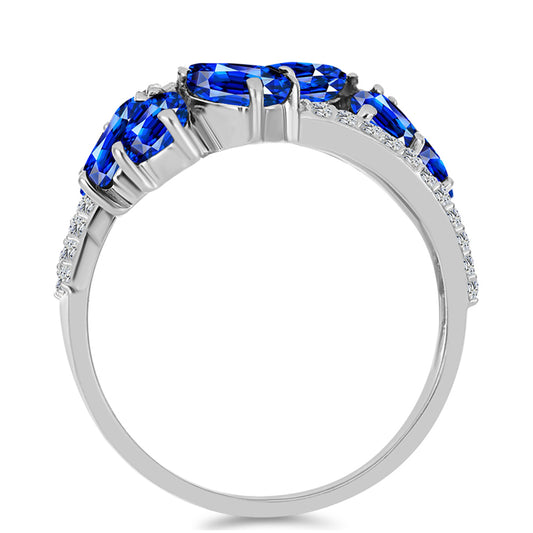 Anillo de Plata con Zafiro Azul Australiano y Topacio Blanco