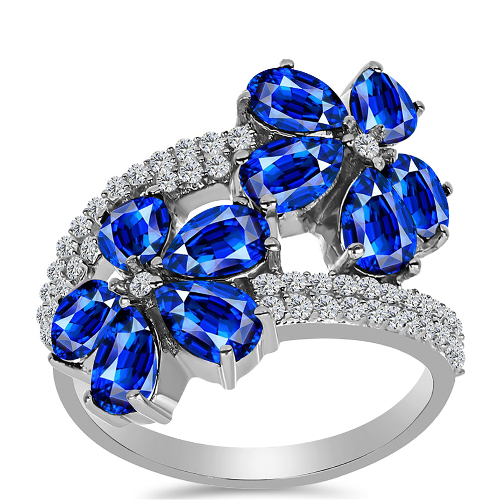 Anillo de Plata con Zafiro Azul Australiano y Topacio Blanco 3 