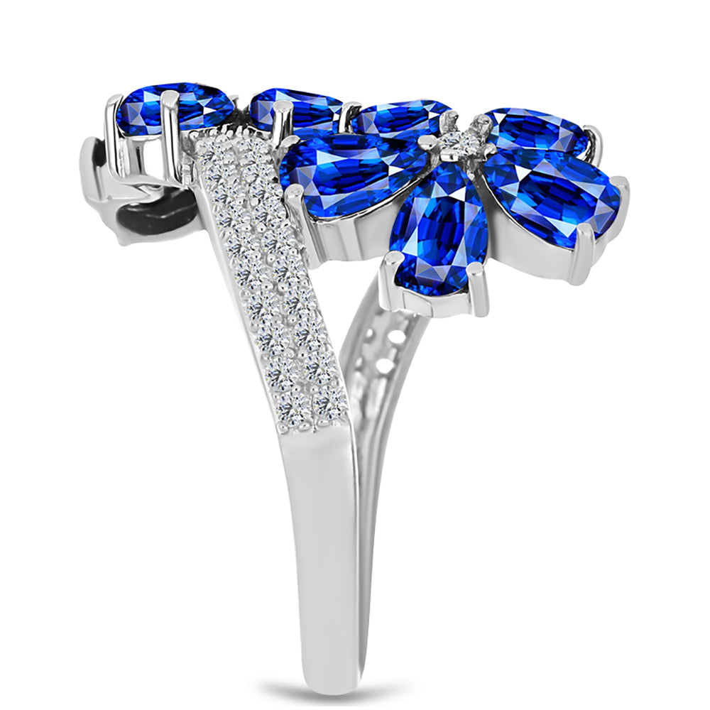 Anillo de Plata con Zafiro Azul Australiano y Topacio Blanco