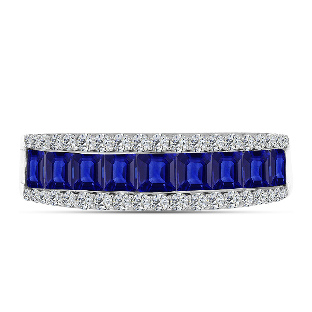 Anillo de Plata con Zafiro Azul Australiano y Topacio Blanco