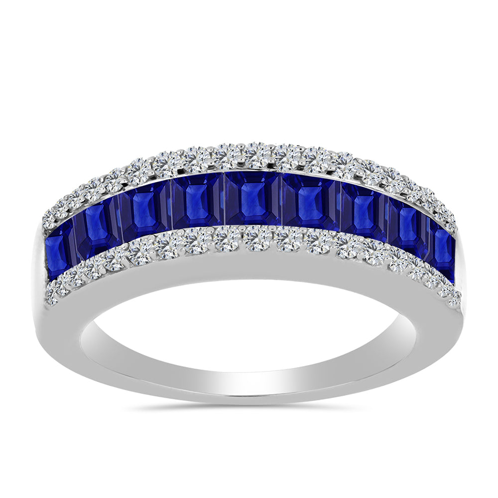 Anillo de Plata con Zafiro Azul Australiano y Topacio Blanco
