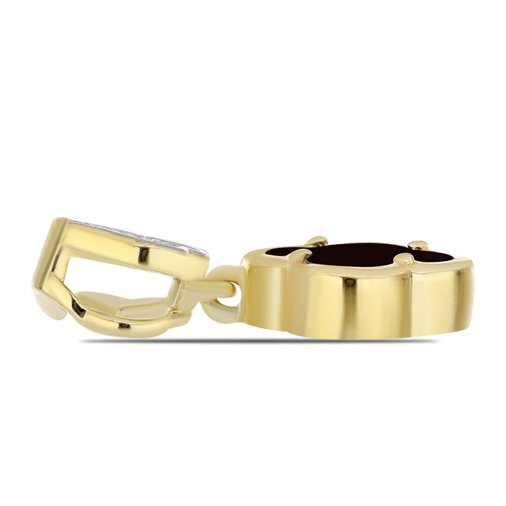 Colgante de Plata Bañada en Oro con Ónix Negro y Topacio Blanco 2 