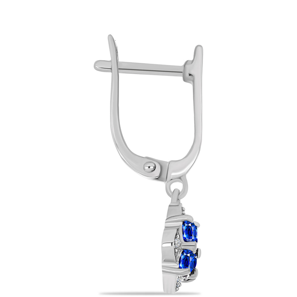 Pendientes de Plata con Zafiro Azul Australiano y Topacio Blanco 2 