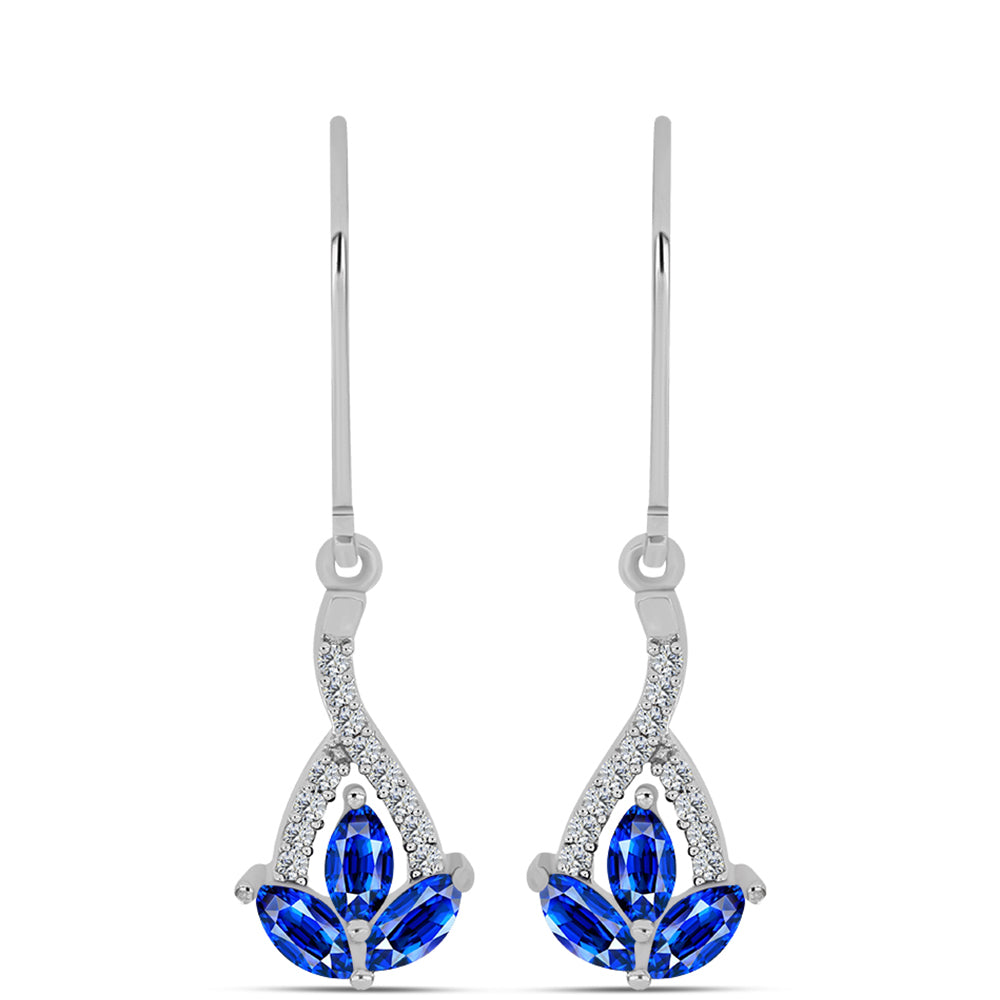 Pendientes de Plata con Zafiro Azul Australiano y Topacio Blanco