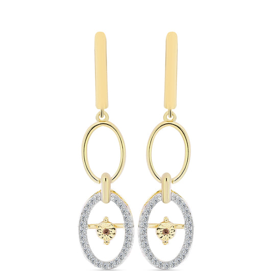 Pendientes de Plata Bañada en Oro con Diamante Cognac y Topacio Blanco