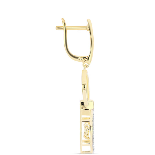 Pendientes de Plata Bañada en Oro con Diamante Cognac y Topacio Blanco