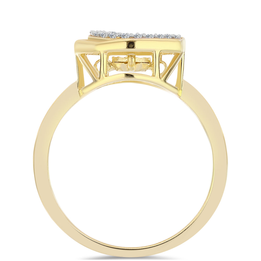 Anillo de Plata Bañada en Oro con Diamante Cognac y Topacio Blanco 2 