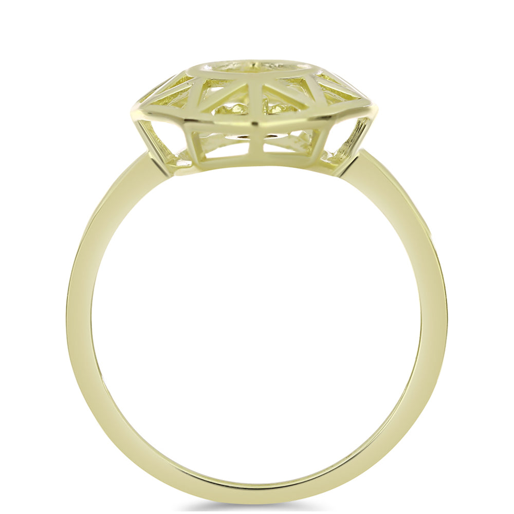 Anillo de Plata Bañada en Oro con Diamante Cognac 2 