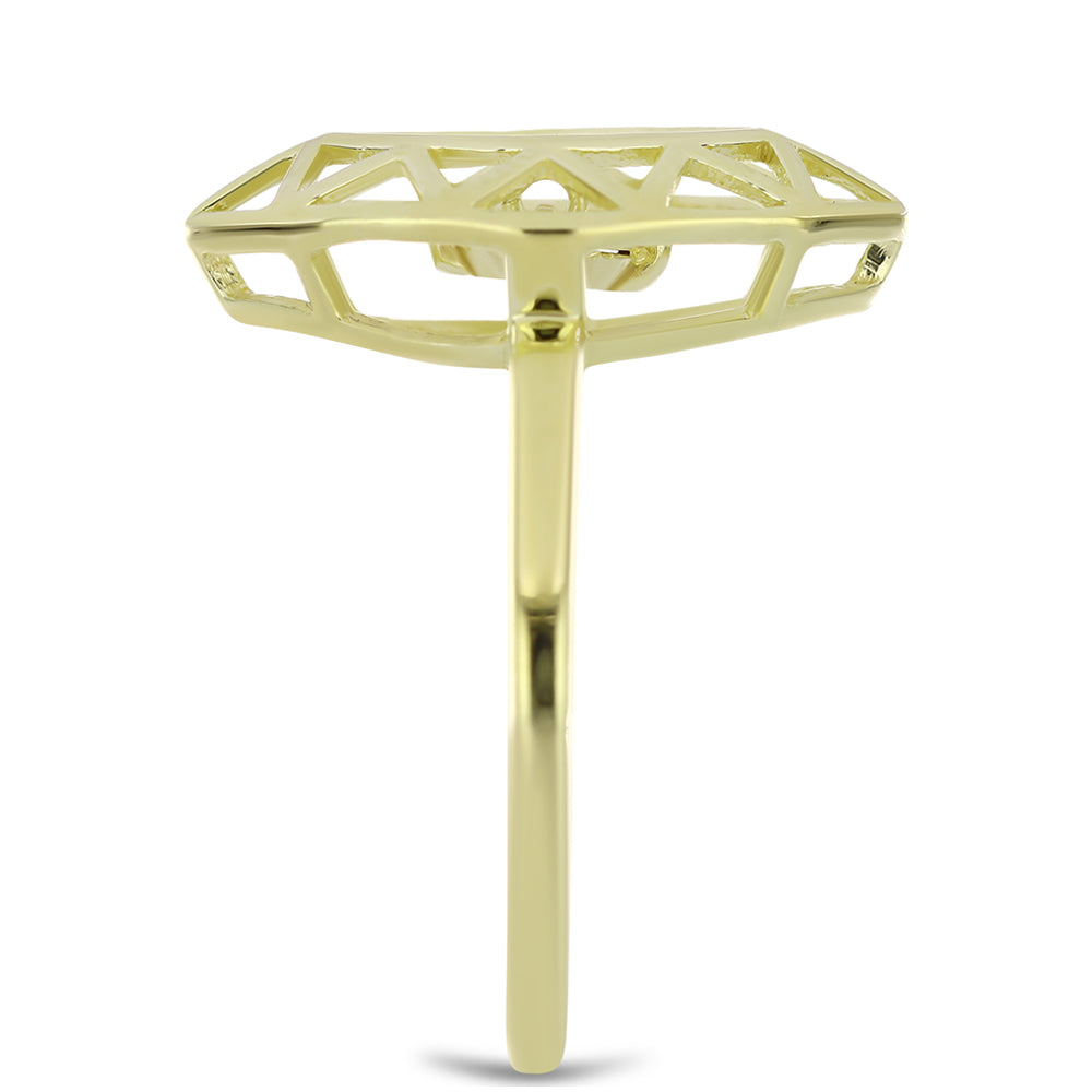 Anillo de Plata Bañada en Oro con Diamante Cognac 4 