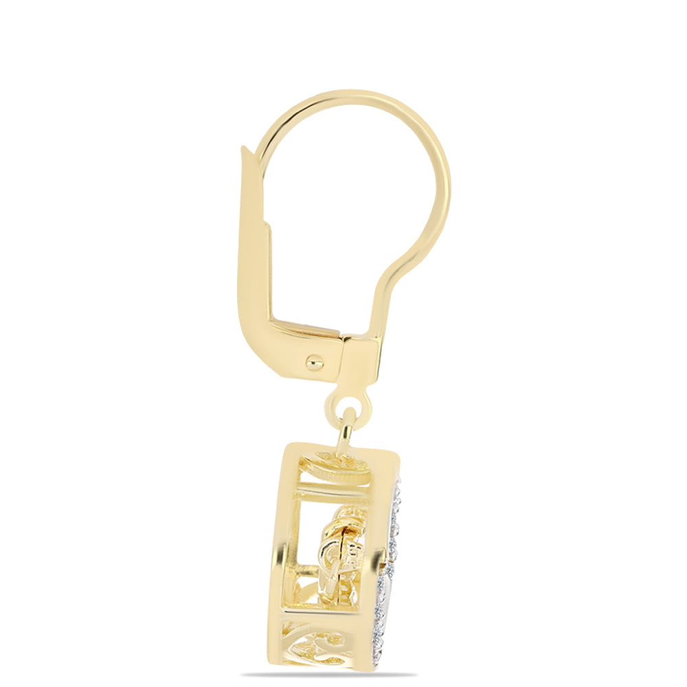 Pendientes de Plata Bañada en Oro con Diamante Cognac y Topacio Blanco 2 
