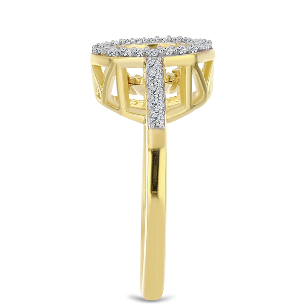 Anillo de Plata Bañada en Oro con Diamante Cognac y Topacio Blanco 4 