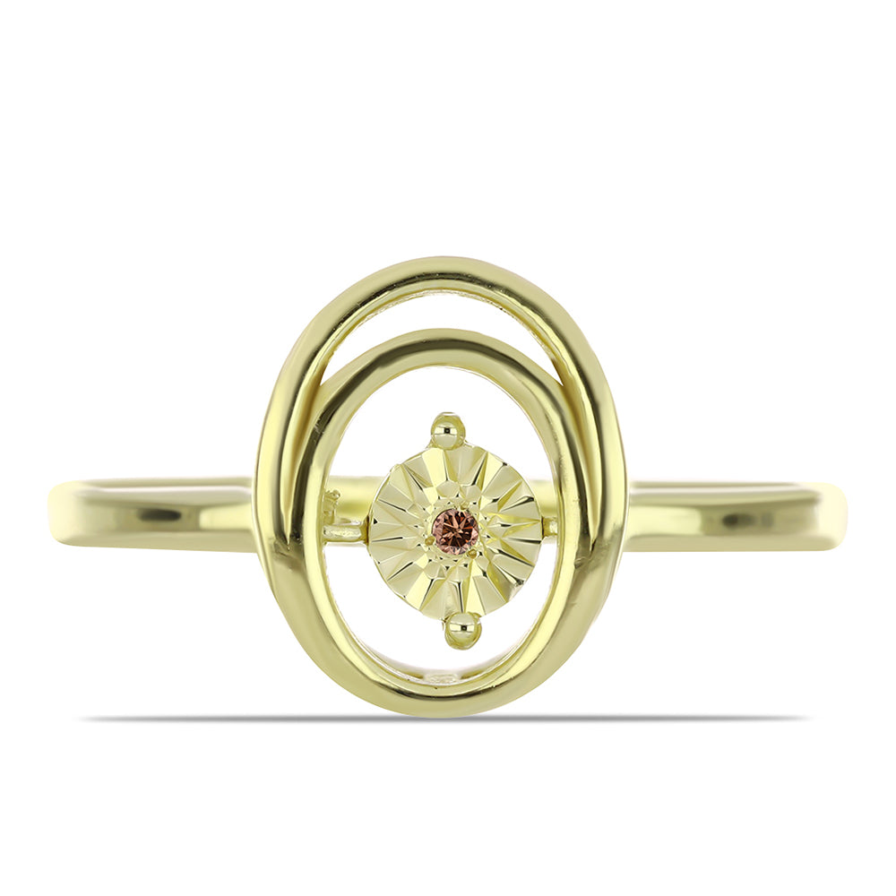 Anillo de Plata Bañada en Oro con Diamante Cognac 1 