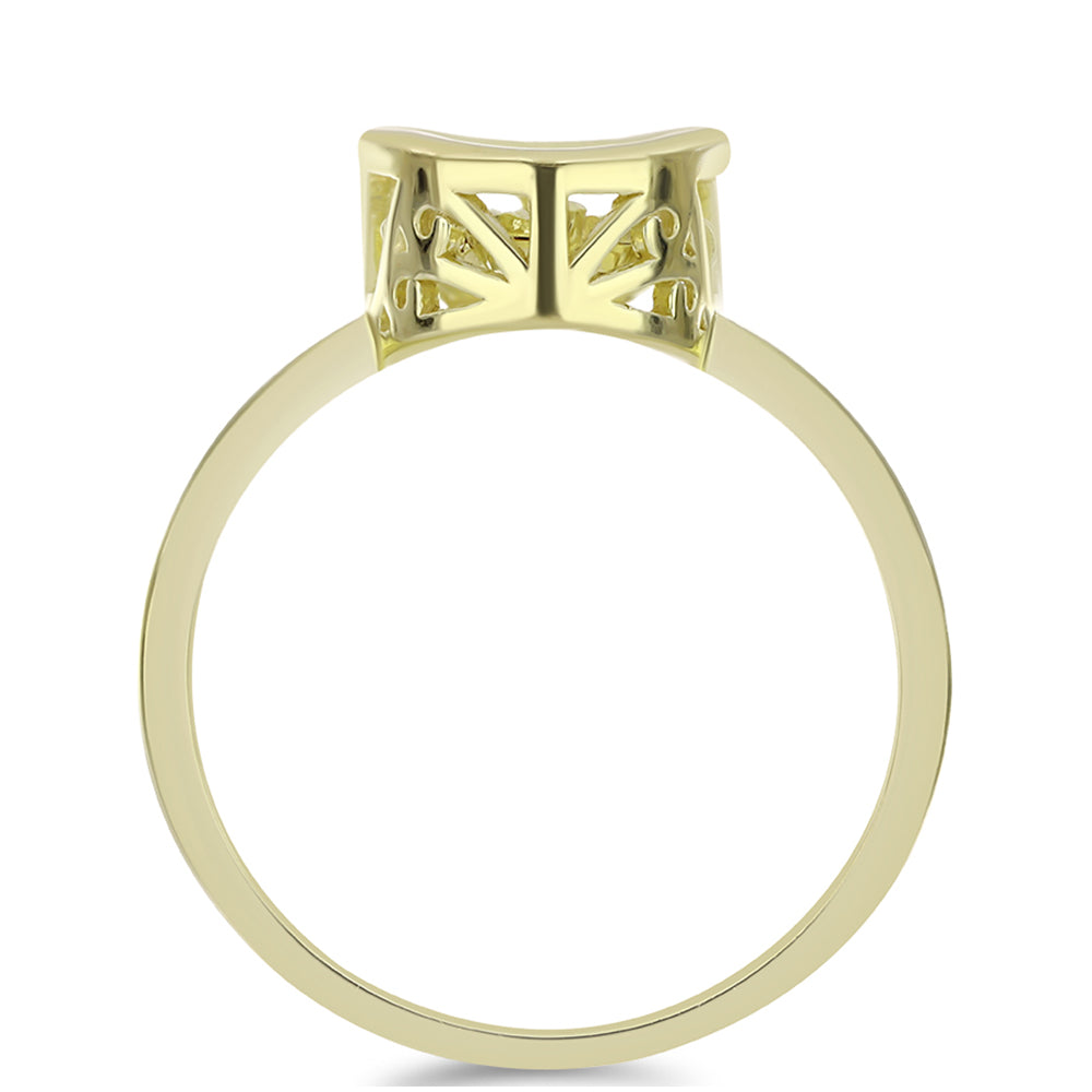 Anillo de Plata Bañada en Oro con Diamante Cognac