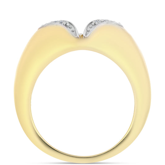 Anillo de Plata Bañada en Oro con Diamante Cognac y Topacio Blanco