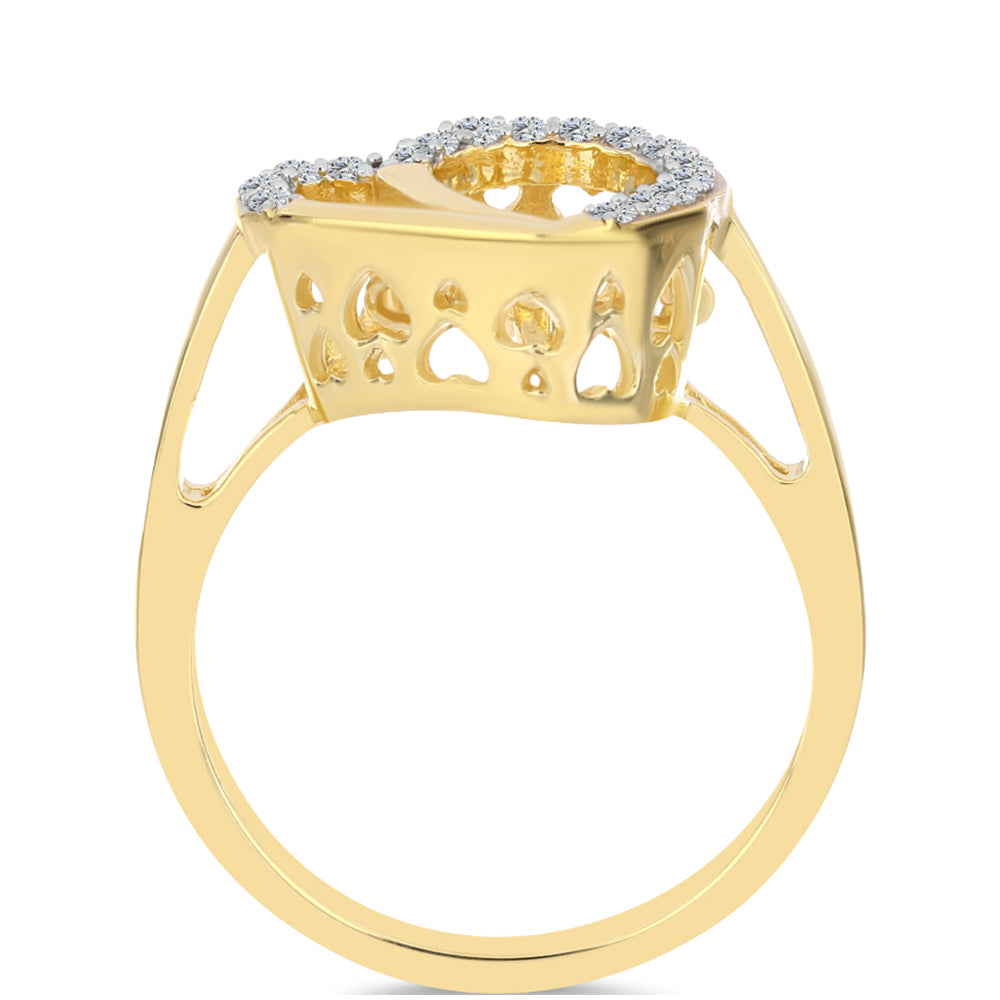 Anillo de Plata Bañada en Oro con Diamante Cognac y Topacio Blanco 2 