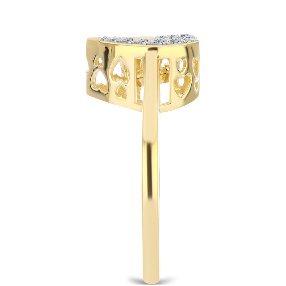 Anillo de Plata Bañada en Oro con Diamante Cognac y Topacio Blanco 4 