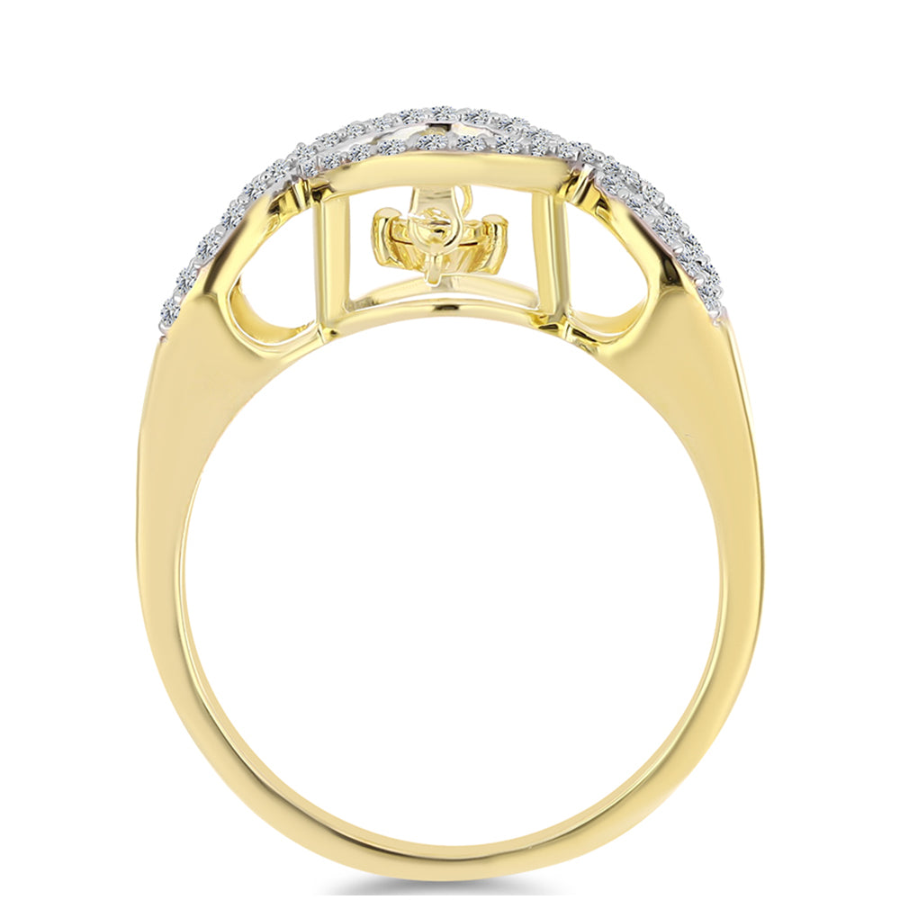 Anillo de Plata Bañada en Oro con Diamante Cognac y Topacio Blanco 2 