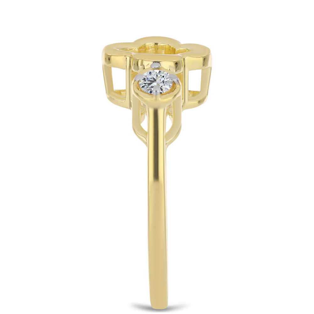 Anillo de Plata Bañada en Oro con Diamante Cognac y Topacio Blanco 4 