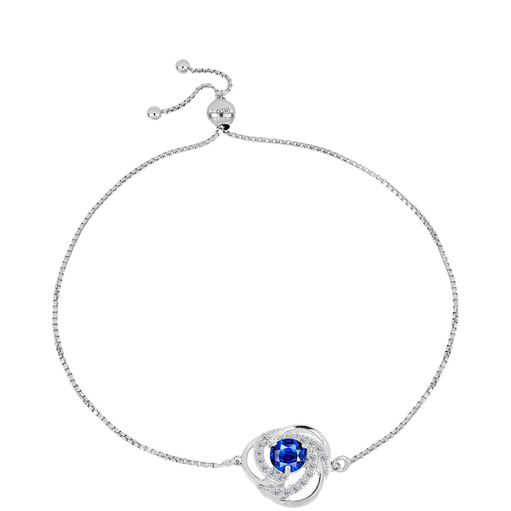 Pulsera de Plata con Zafiro Azul Australiano y Topacio Blanco 1 