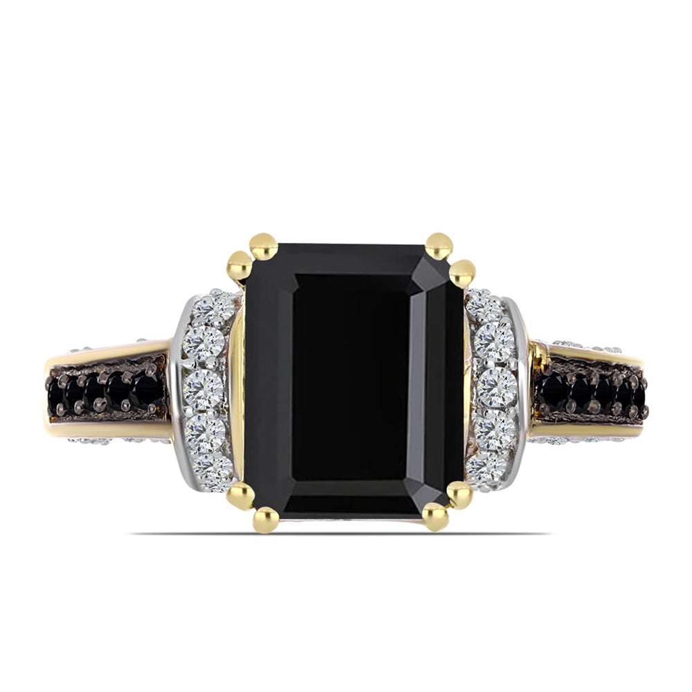Anillo de Plata Bañada en Oro con Ónix Negro