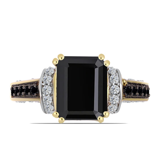 Anillo de Plata Bañada en Oro con Ónix Negro