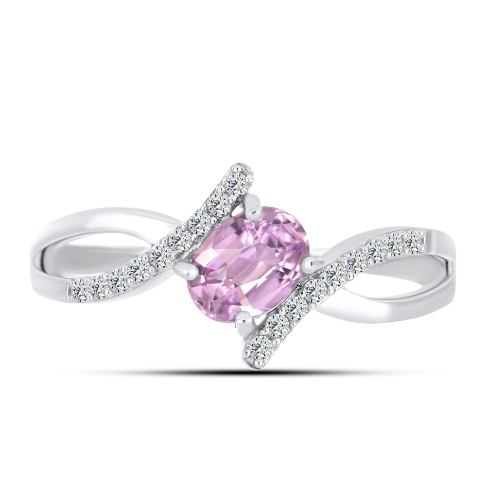 Anillo de Plata con Kunzita de Pala y Topacio Blanco 1 