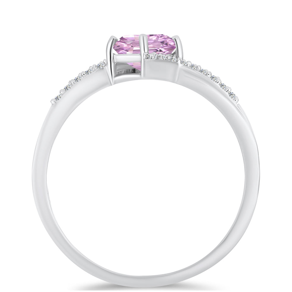 Anillo de Plata con Kunzita de Pala y Topacio Blanco 2 