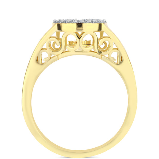 Anillo de Plata Bañada en Oro con Diamante Cognac y Topacio Blanco