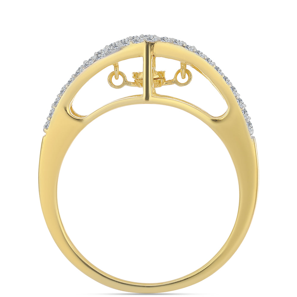 Anillo de Plata Bañada en Oro con Diamante Cognac y Topacio Blanco 2 