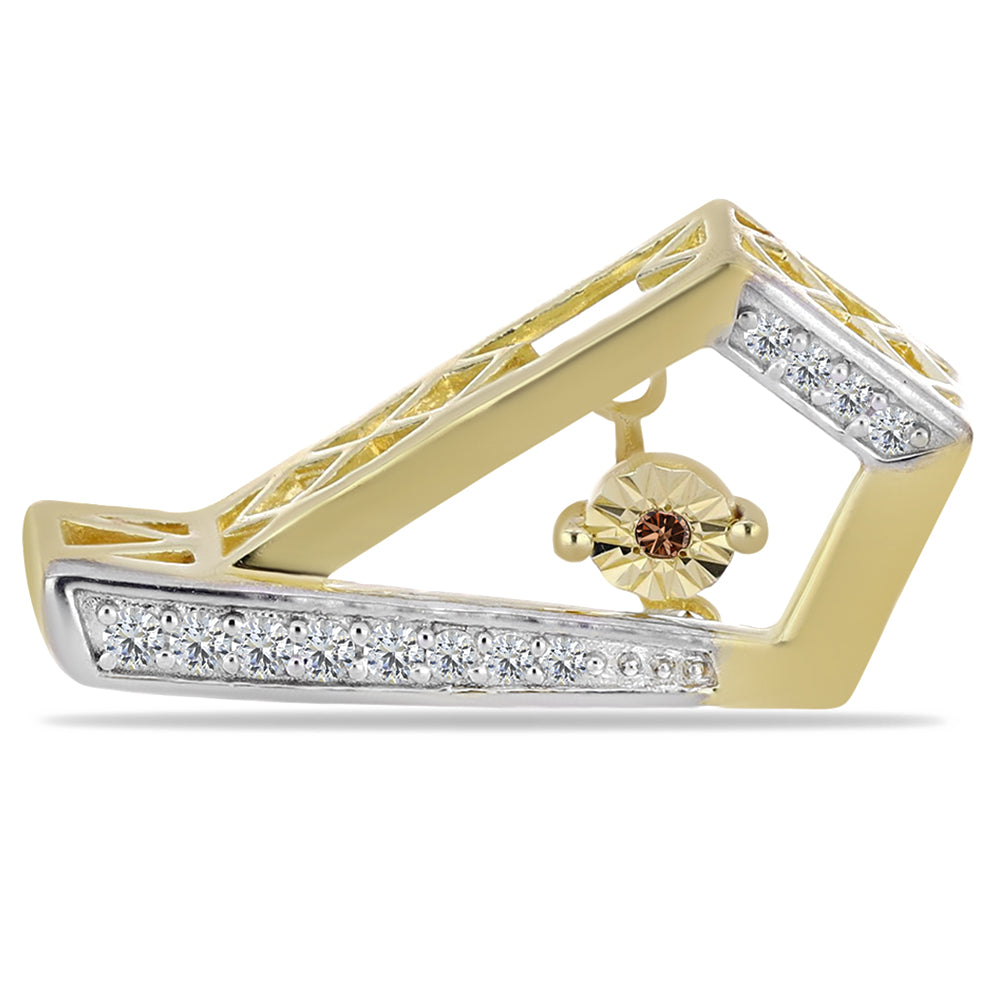 Pendientes de Plata Bañada en Oro con Diamante Cognac y Topacio Blanco 2 