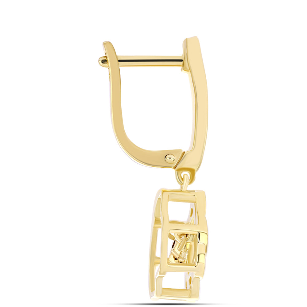 Pendientes de Plata Bañada en Oro con Diamante Cognac 2 